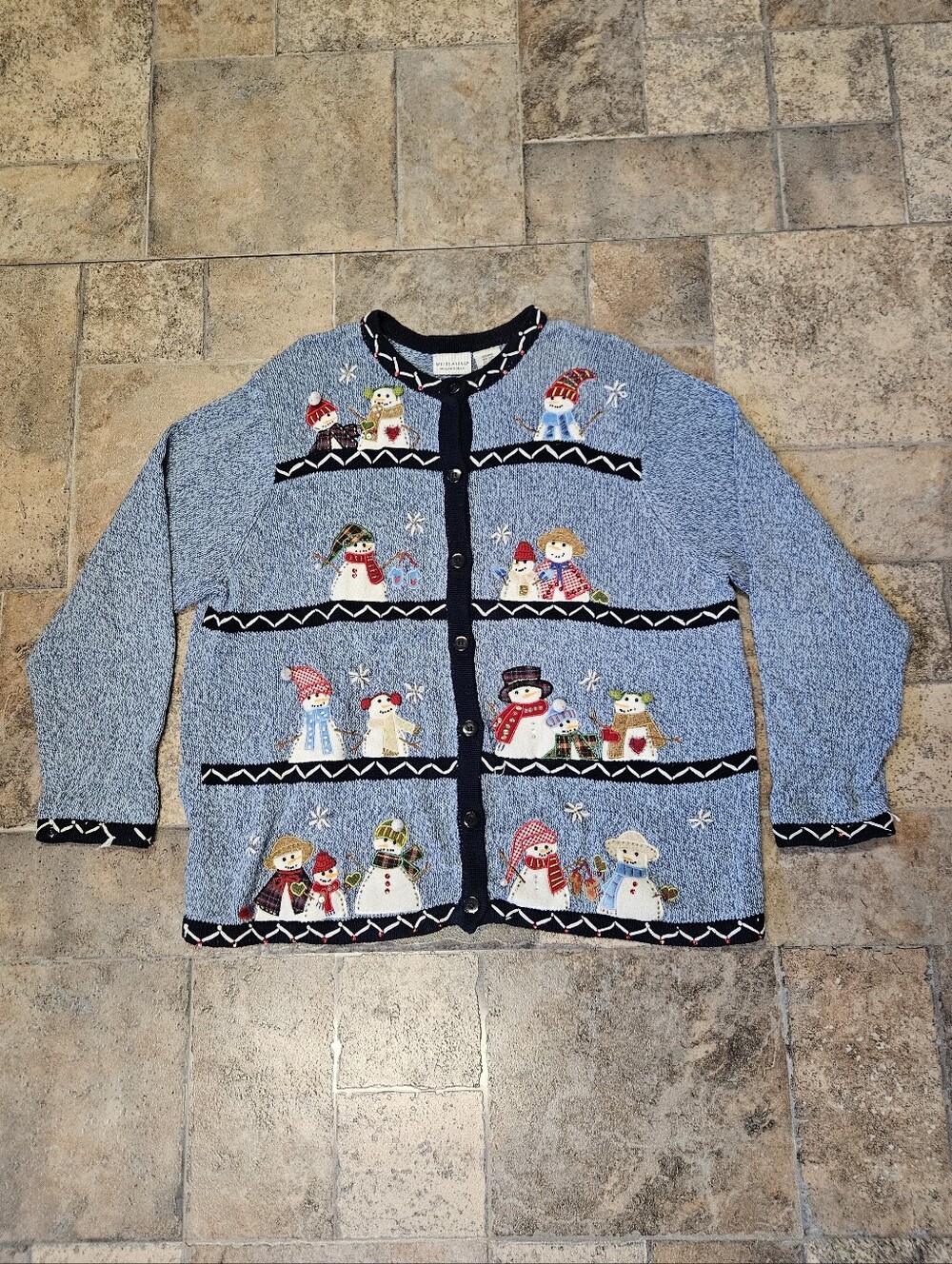 Vintage White Stag Snowman Cardigan Size 18W/20W
